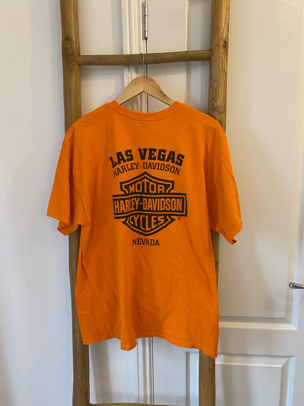 Harley-Davidson Men’s XL Orange Las Vegas Logo Short Sleeve T‑Shirt Biker